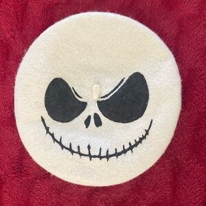 Jack Skellington Wool Baret Hat Black and Cream One Size Unisex